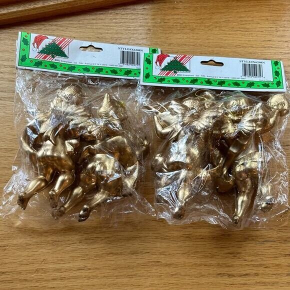 Four Vintage County Silk Cherub Angel Christmas Decorations - Picture 5 of 5